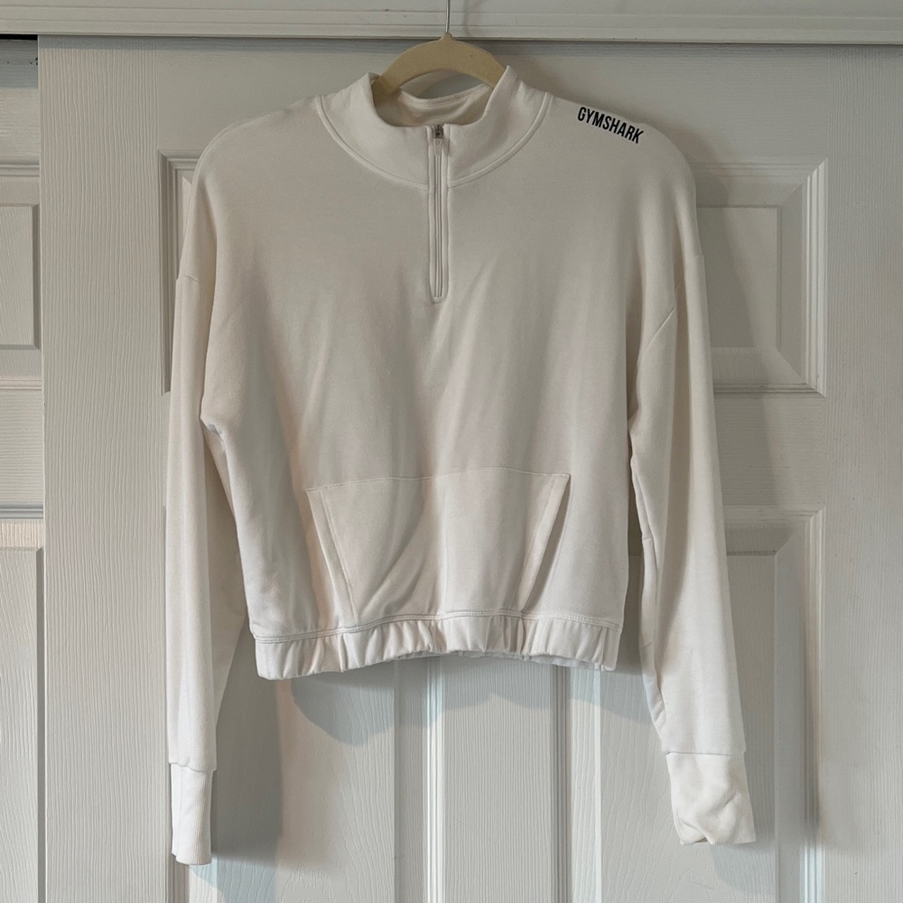Gymshark Women's Cream cropped Quarter-Zip Sweatshirt